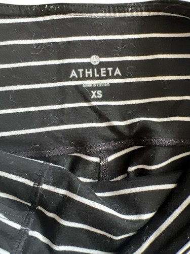 Athleta Powervita Leggings Black White Striped Women’s Size Small Athletic GUC - Picture 2 of 3