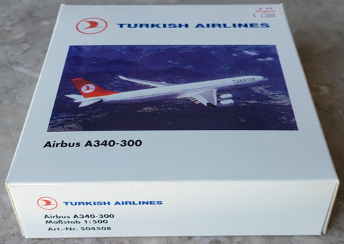 VINTAGE NEW 1994 HERPA WINGS 1:500 TURKISH AIRLINES AIRBUS A340-300 #504508 - Picture 2 of 10