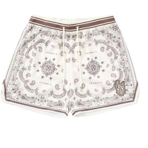 Pantalones Cortos Deportivos Unisex Para Hombres YoungLA Infamous Bandana Patrón Paisley Malla - Imagen 27 de 31