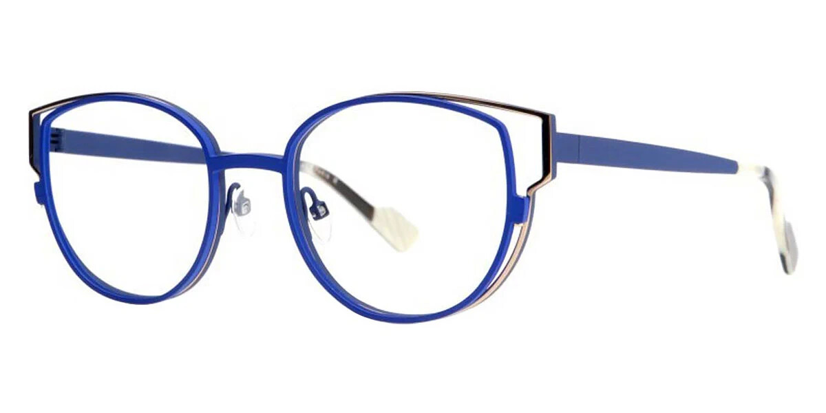 Lunettes de vue Face à Face Lewit 1 œil de chat bleu mat et or 49mm