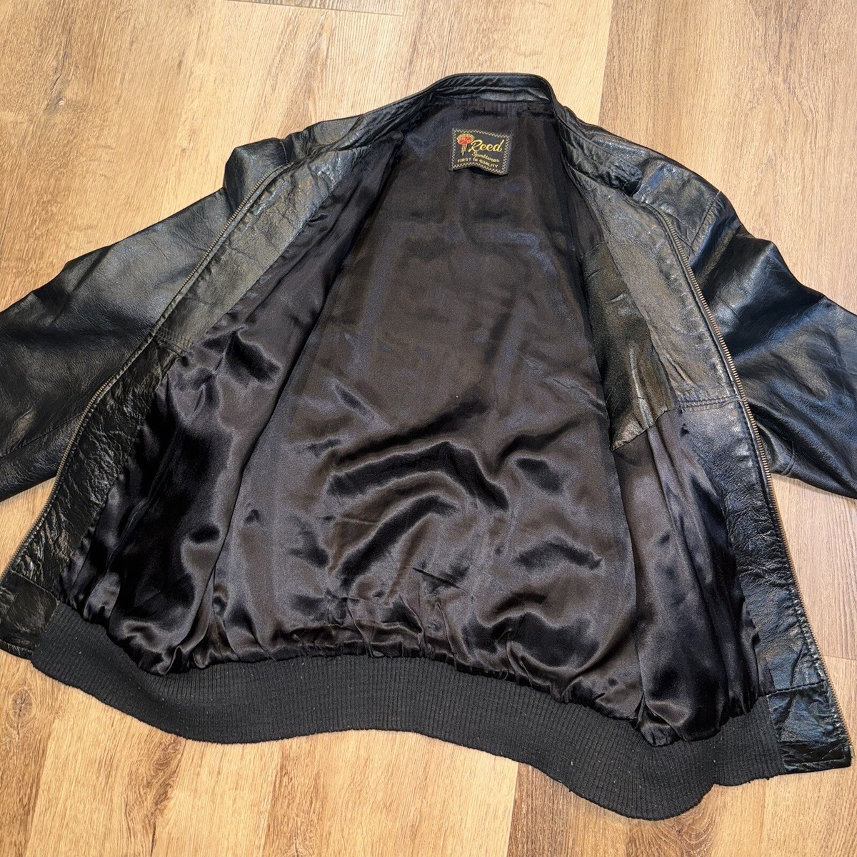 Reed Leather Jacket Mens Vtg 60s 70s Black Motorcycle Biker