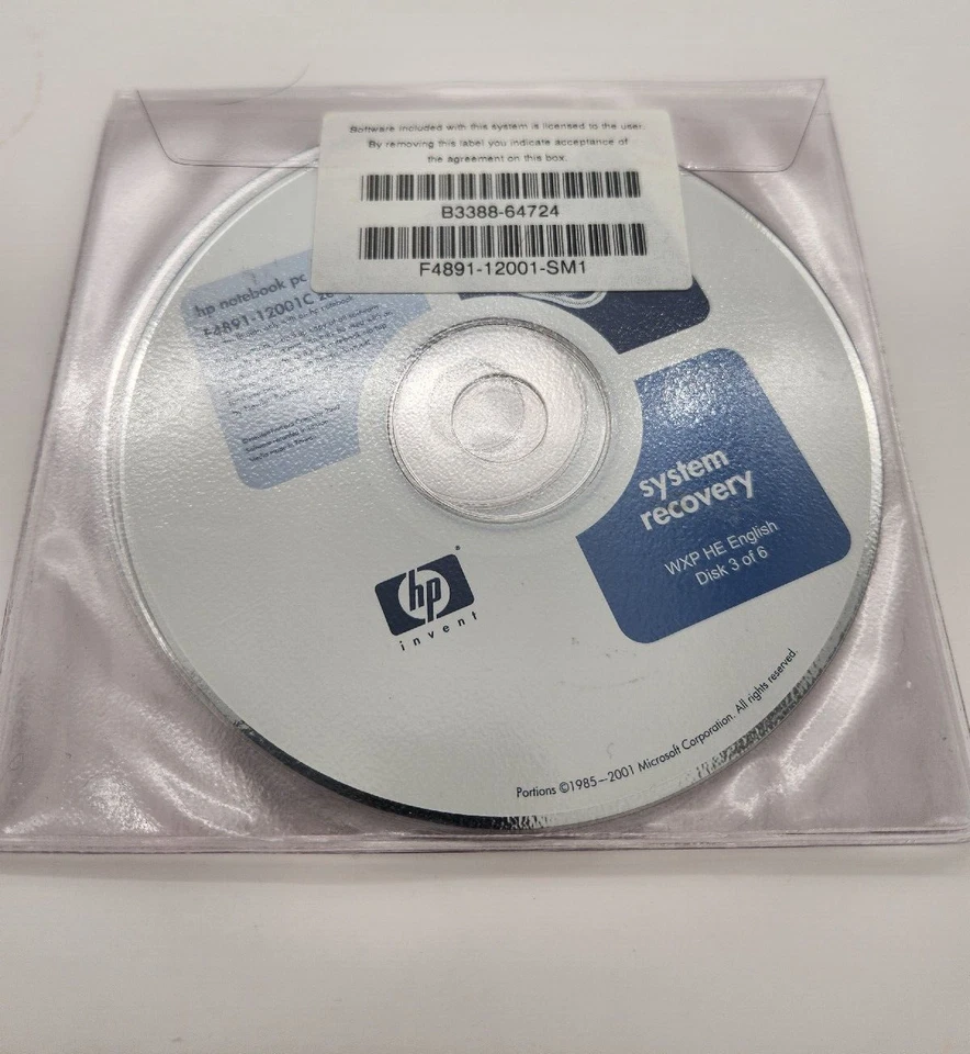 NEW OEM 2002 HP Notebook system recovery disks F4891-12001A zed100 - Image 4 of 4