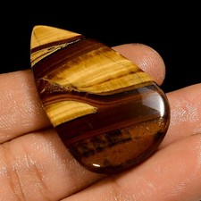 100 Natural Brown Tiger Eye Loose Gemstone Pear Shape Cabochon 49 Ct 40X23X5 mm