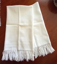 COPPIA ANTICHI ASCIUGAMANI in COTONE con frange