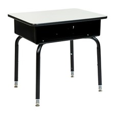 Student Desk with Open Front Metal Storage Book Box  Gray Top - Classroom Desk