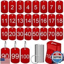MorningRo 100 Pcs Aluminum Number Tags with Key Rings Number 1-100 Metal Key