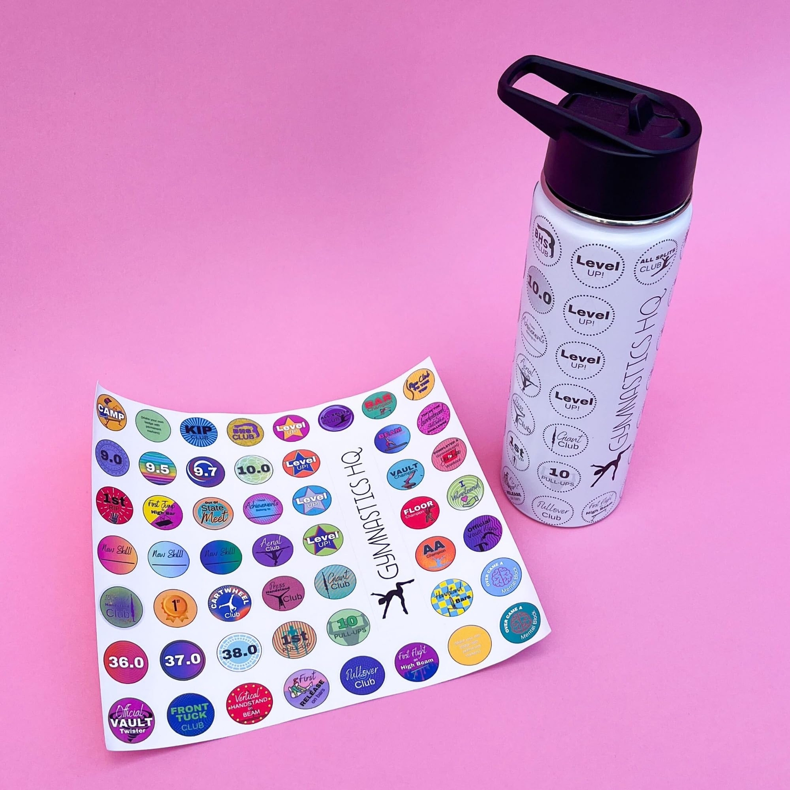 Gymnastics Achievements Water Bottle for Girls- Fun Accessories Bundle with S...