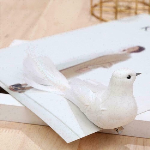 White Doves Feather Artificial Foam Lover Peace Doves Decoration Decor ~Best - Picture 3 of 9