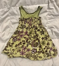 Vintage Sweet Heart Rose Toddler Green Purple Floral Dress- Size 2T