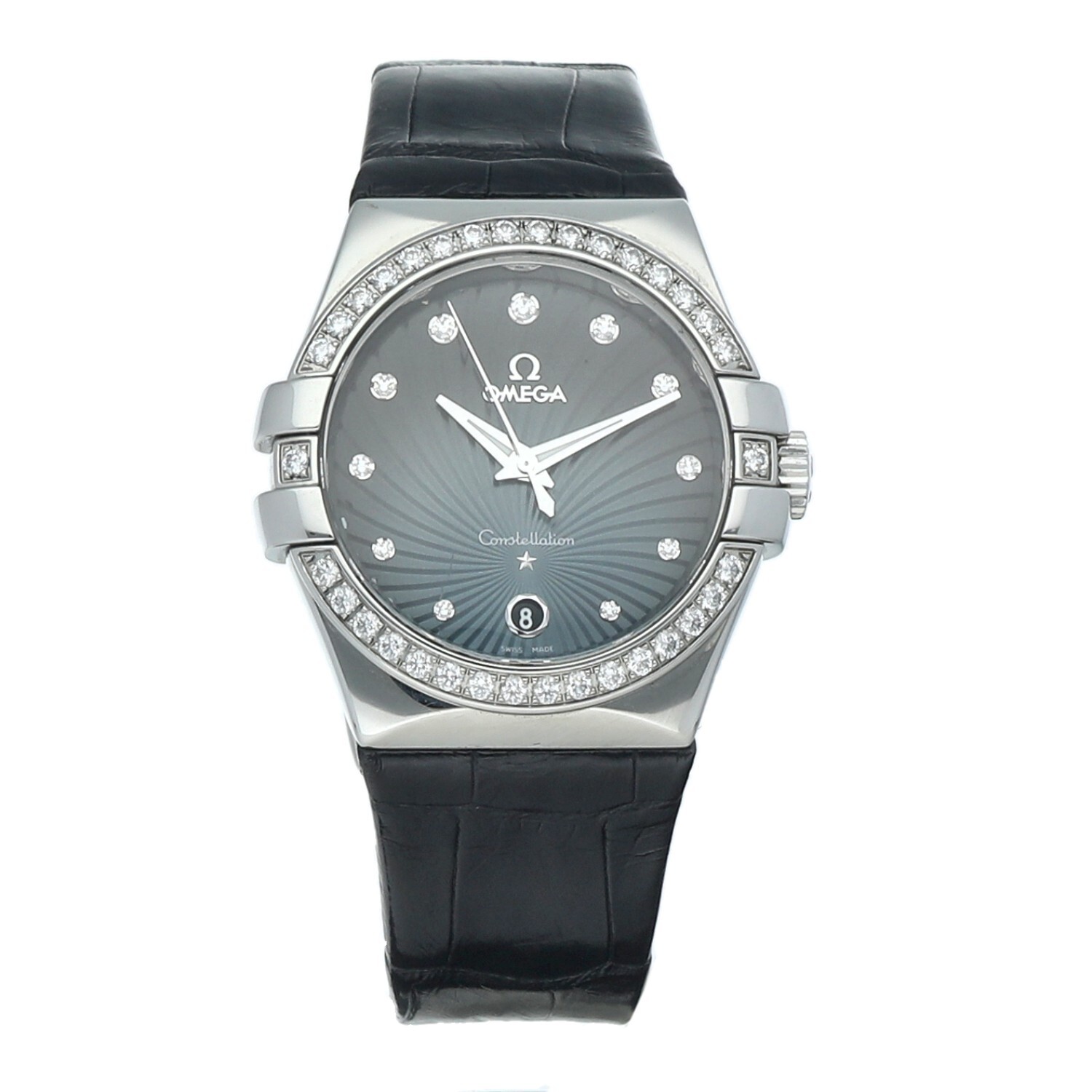 Omega Constellation 123.18.35.60.56.001 Diamonds Leather Quartz Women's Watch