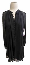 Joie Black Shift Mini Dress Sheer Balloon Sleeve Sz Small MSRP $378 NWT!
