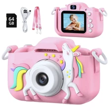 Kids Fun Toy Digital Video Camera 1080P with Silicone Cover& 64GB SD Card