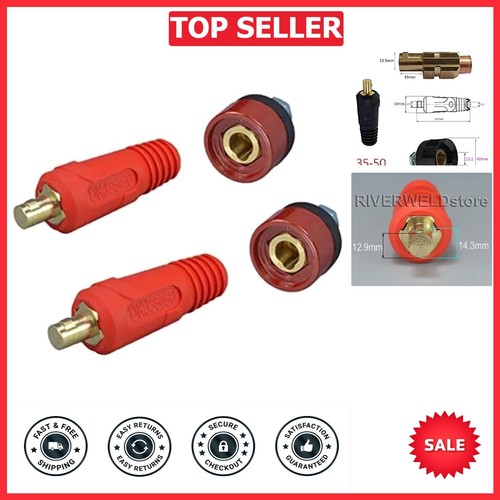 Weldingcity saldatura cavo connettore rapido pair (Red) dinse-style 200 amp-300amp (# 4- # 1) 35 – 50 sq-mm