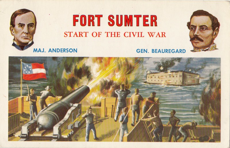 Famous Battles of the Civil War FORT SUMTER Start of the Civil War - Postcard