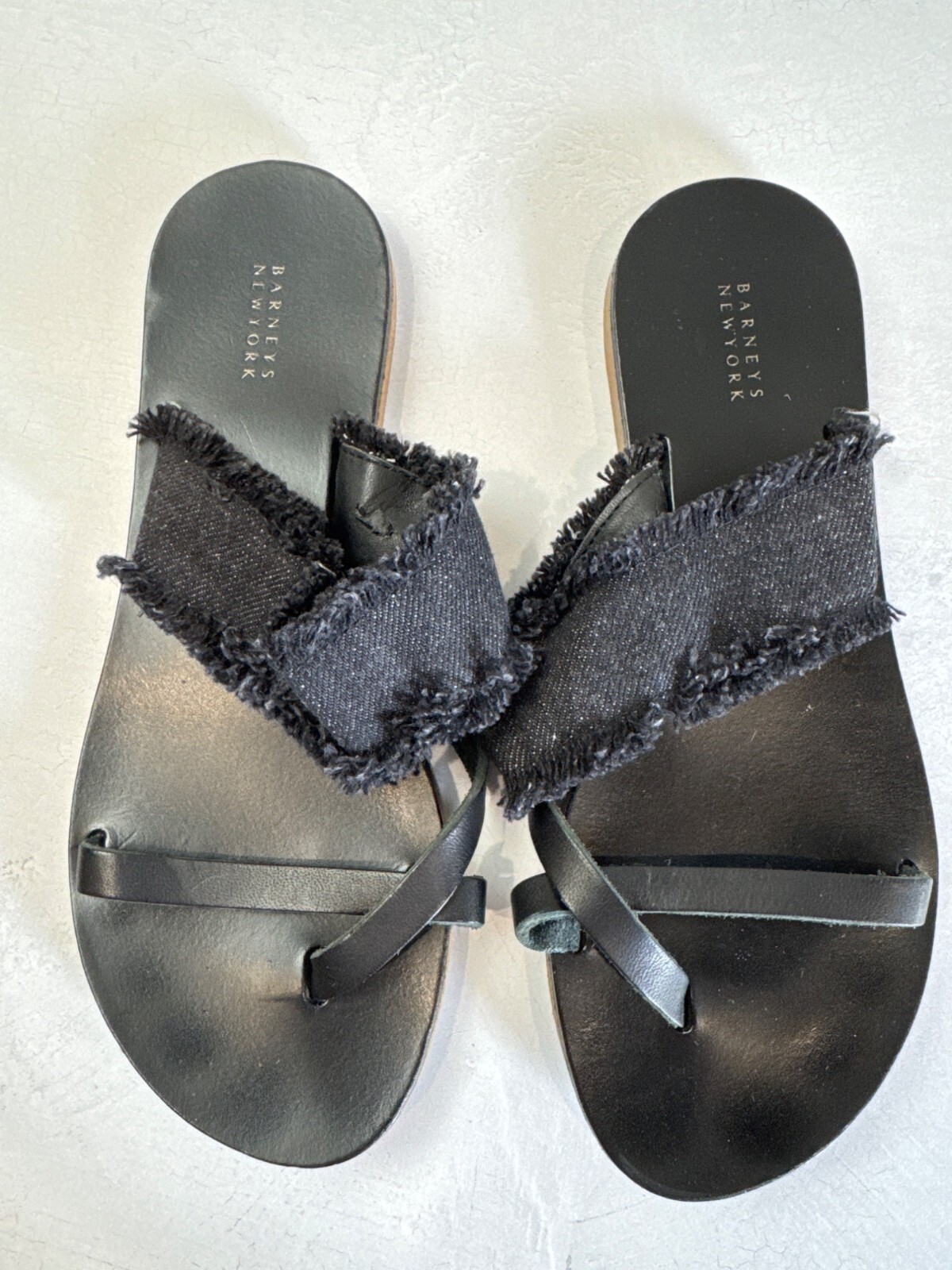 APL Sandali Barneys neri denim cinturino sfilacciato 5 EU 36 Italia casual chic estivi slide