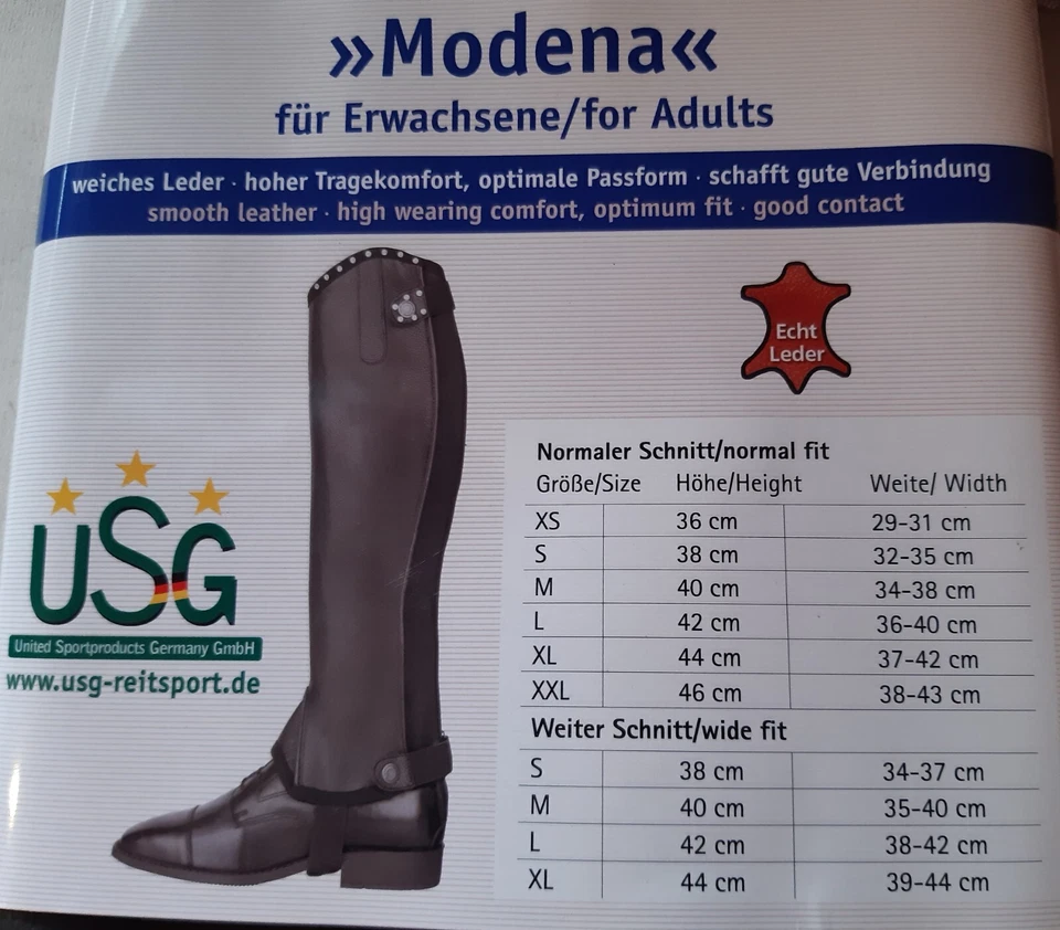 USG Modena Leder Chapsletten mit Strass Damen Chaps Länge XL XXL normal + weit - Bild 2 von 3