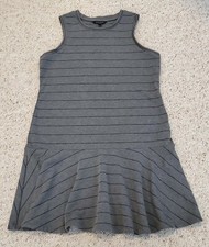Banana Republic Gray Striped Sleeveless Short Dress Skater Flare Sz S
