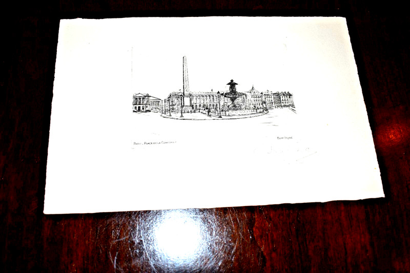 Paris - 1940-50s Place de la Concorde" Signed Dupza Lithograph Print