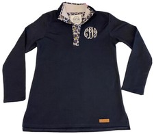 Marley Lilly Sweater Size Small Monogrammed Cdj Black Pullover Leopard Trim Nwt