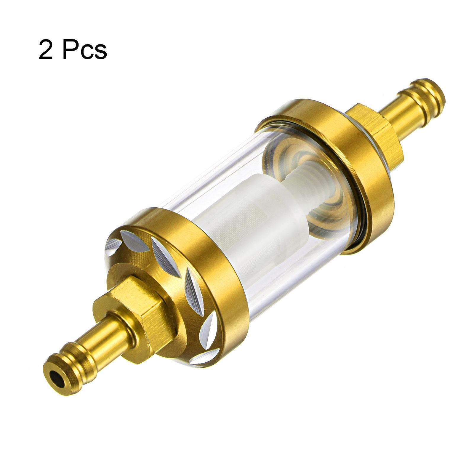2pcs Universal Inline Petrol Fuel Gasoline Oil Filter with Brass Element Gold