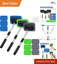 Complete Window Cleaner Tool Kit - 3 Sets, 3 Spray Bottles, 9 Microfiber Pads