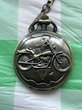 Motorcycle Bronze Tone Quartz Pocket Watch