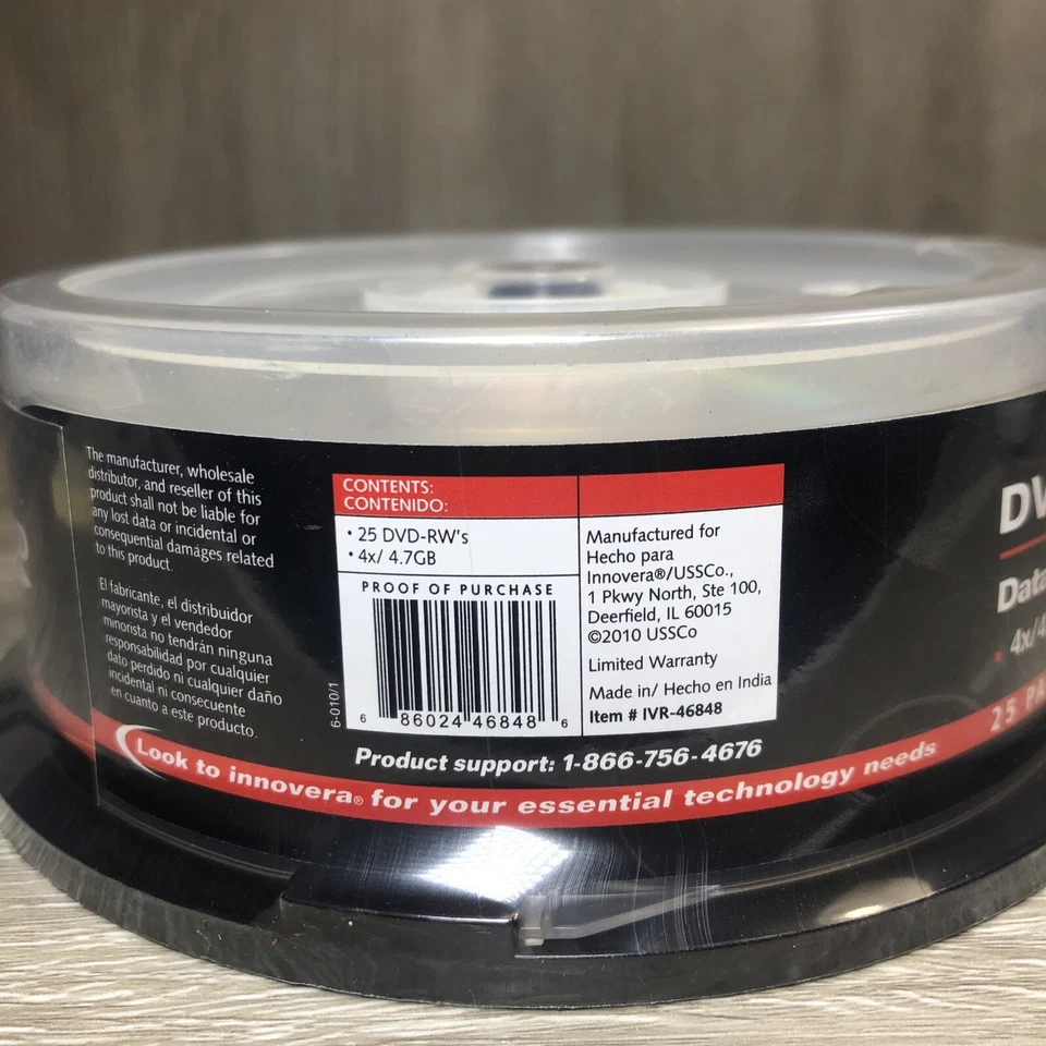 Innovera DVD-RW Discs 4.7GB/4x. 25 Pack IVR-46848 For Data, Music, Photos & More - Image 4 of 4