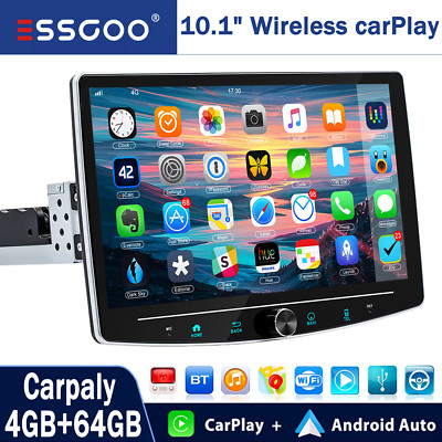 4+64G Android 14 Carplay Car Stereo 360° Rotatable Screen GPS Navi Bluetooth RDS