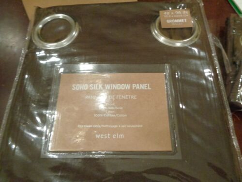2 West Elm SOHO Silk Drapes panels espresso grommet curtains 48 X 96 New
