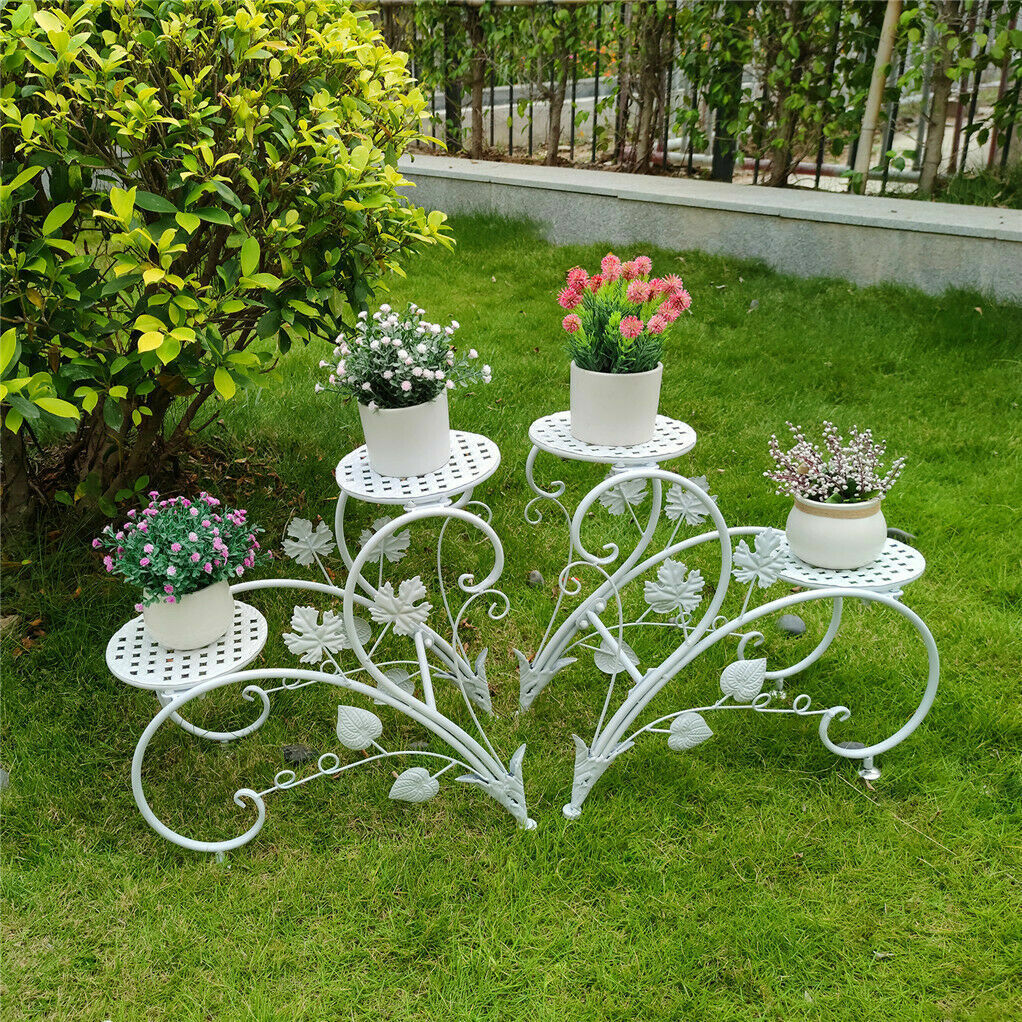 2X Separate Plant Stand Units Metal Outdoor Indoor Herbs Bonsai Display  Shelves