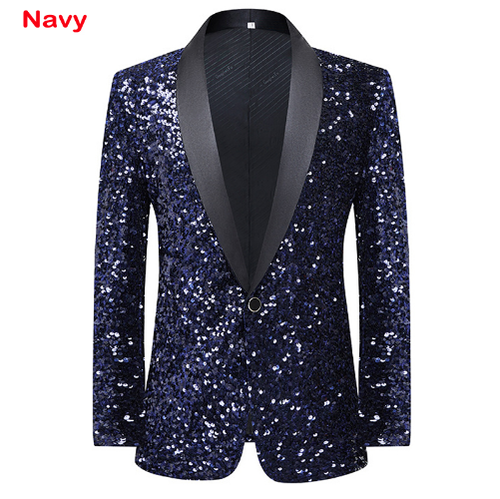 Shiny White Sequin Glitter Tuxedo Blazer Men Shawl Collar One Button Dress Suit - Picture 16 of 45