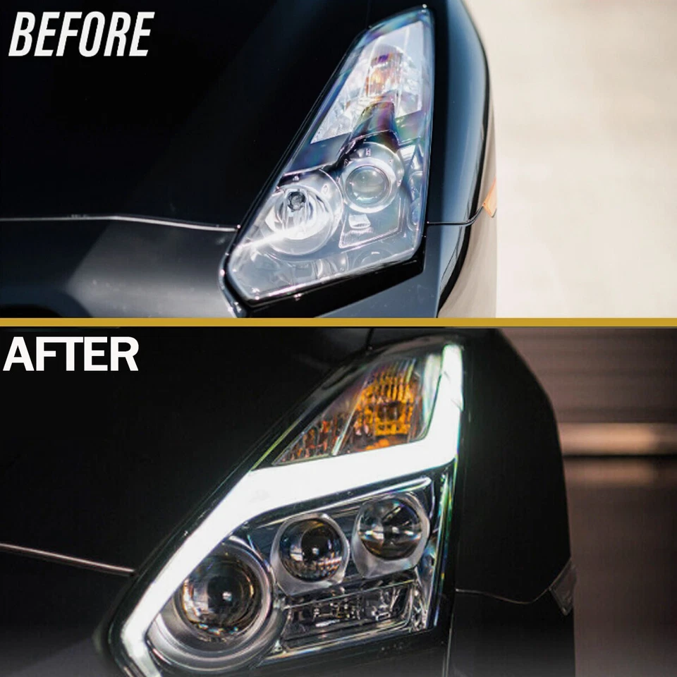 Pair LED Headlights DRL Projector Headlamps For 2009-2022 Nissan R35 GTR GT-R Foto 4 de 4