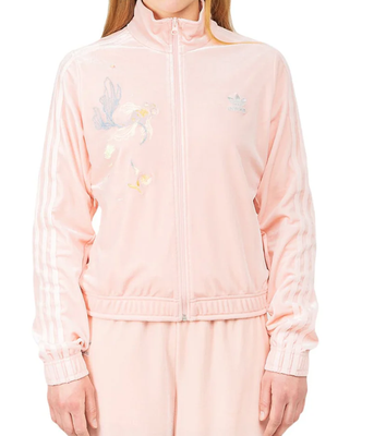 ADIDAS x ANGEL CHEN TRACK TOP Jacket Velour Pink Embroidery FLORAL 