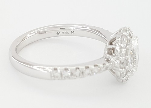 Ana M. 1.3 ct Oval Brilliant Cut Diamond Halo Engagement Ring 14k W Gold Rtl $8K - Picture 6 of 8