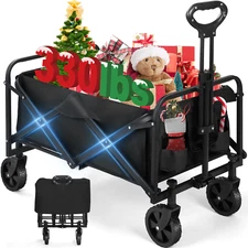 Firstness Collapsible Foldable Wagon Cart Large Capacity Heavy Duty (Black)