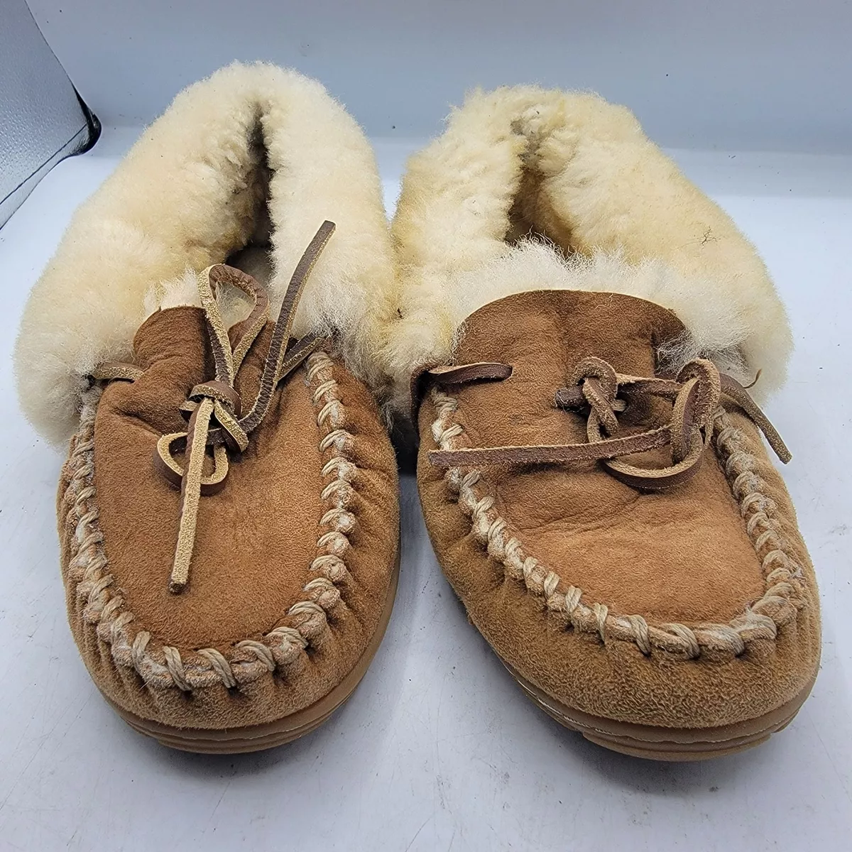 LL Bean Slippers Womens 6 M Wicked Good Moccasins Brown Suede Lined 130484 | eBay