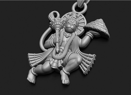 Ciondolo idolo Hanuman ji in argento sterling 925 fatto a mano, incredibile elegante unisex - Foto 2 di 4
