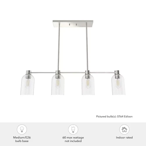 Hunter Lochemeade 4-Light Brushed Nickel Modern/Contemporary LED  Chandelier - Picture 1 of 4