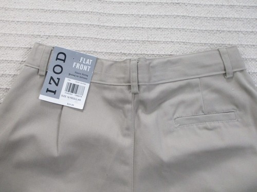 IZOD Boys Shorts 18 Beige Pleated Pocket Button Zip Classic Fit Cotton Blend New - Picture 5 of 10