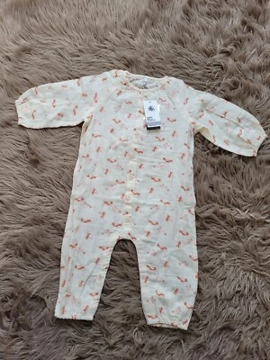 *neu* Petit Bateau Pyjama Gr. 86 Schlafanzug Strampler Musselin Vögel