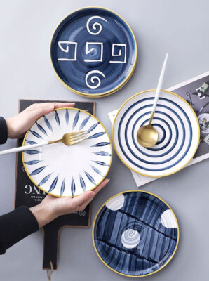 Plate Set of 4 Dinner plate 8''or 10'' Handcraft Pasta Serving Dish Japanese Style