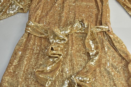 $895 NEW Caroline Constas ANYA Evening DRESS Mini Gold Sequins S M - Picture 9 of 15