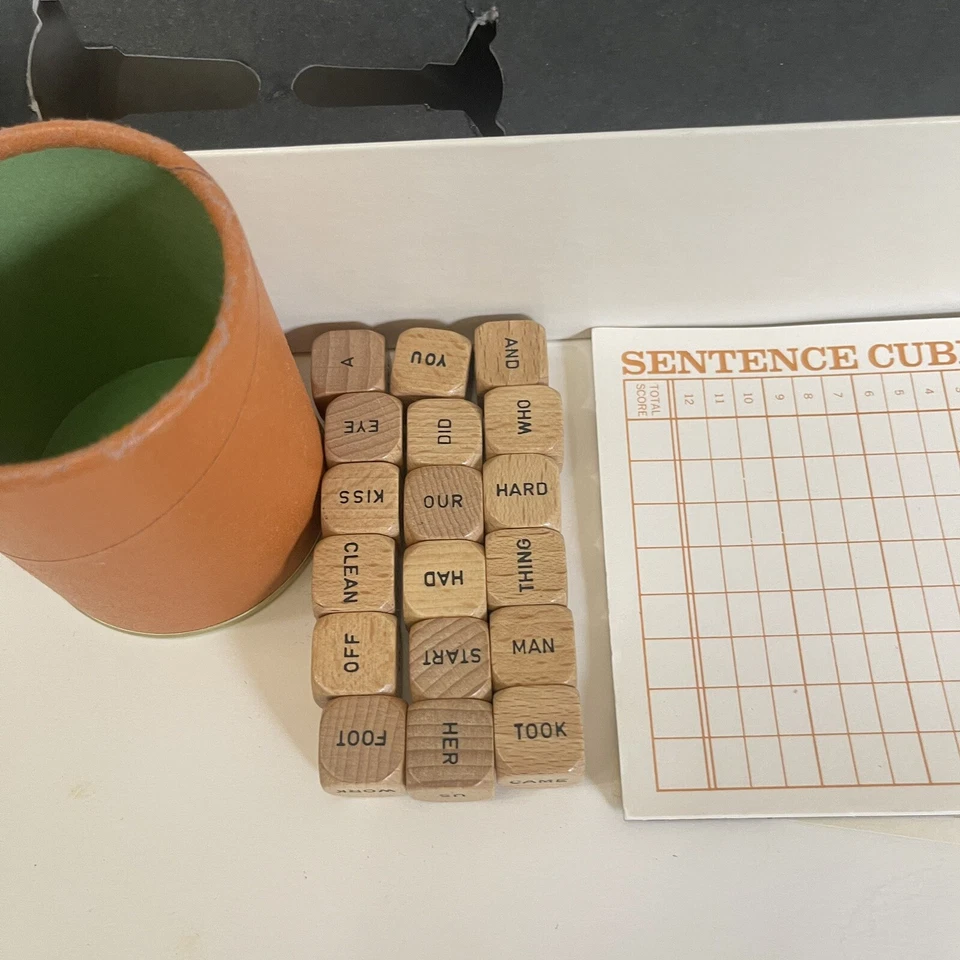 Vintage Scrabble Sentence Cube Game 1971 Wood Dice S & R Games USA Word Game - Image 3 of 4