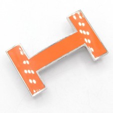 Pre-owned Herm s Constance H Belt Buckle in Orange and Silver Metal, Men's
