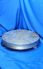 Large 23" Round Buffet Wedding Footed Silver Floral Centerpiece CAKE STAND Metal