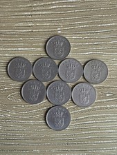 Old 9x Denmark 1 Krone 1961 - 1966 Copper-nickel Coins Frederik IX 