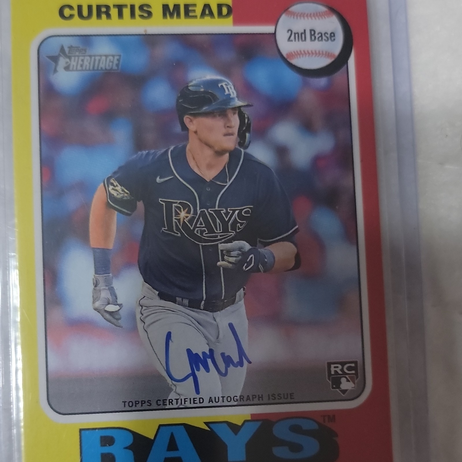 Topps 2024 Heritage Real One Rookie Autograph Curtis Mead #ROA-CME Rays Card