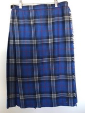 Highland Home Industries Kilt Womens 14 Wool Blue US Sz 10 Tartan Pleated Skirt