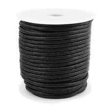 22 Yards 3mm Black Waxed Cotton Cord Jewelry Making Beading Thread Crafting M...