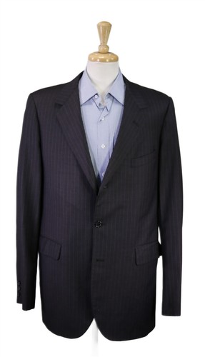 The Andover Shop Custom Tailored Gray Blue Striped 3-Btn Wool Blazer 42XL